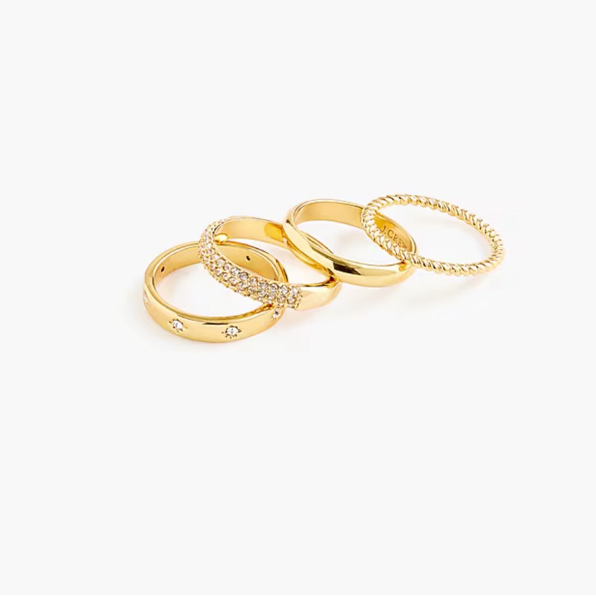 Elegant Pave Crystal Gold Ring Set 4 - J Crew Factory 20$